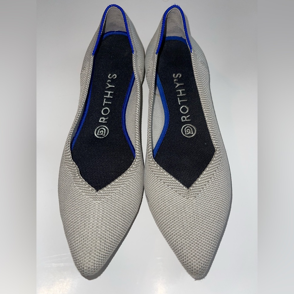 Rothy’s The Point Birdseye Light Grey Flax Comfort Flats